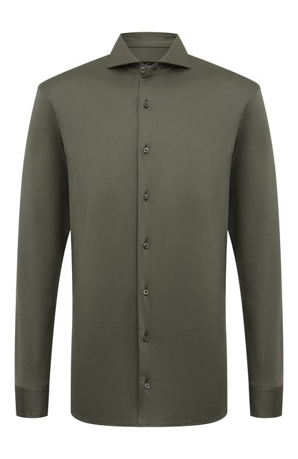 Мужская хлопковая рубашка VAN LAACK хаки цвета по цене 21600 руб., арт. M-PER-LSF/180031 | Фото 1