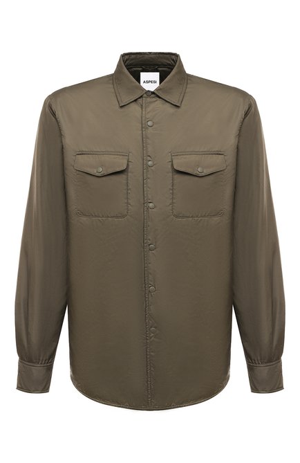 Мужская утепленная куртка-рубашка ASPESI хаки цвета, арт. S2 I I029 7961 | Фото 1 (Материал подклада: Синтетический материал; Материал сплава: Проставлено; Длина (верхняя одежда): Короткие; Драгоценные камни: Проставлено; Материал внешний: Синтетический материал; Рукава: Длинные; Стили: Кэжуэл, Милитари; Мужское Кросс-КТ: утепленные куртки)