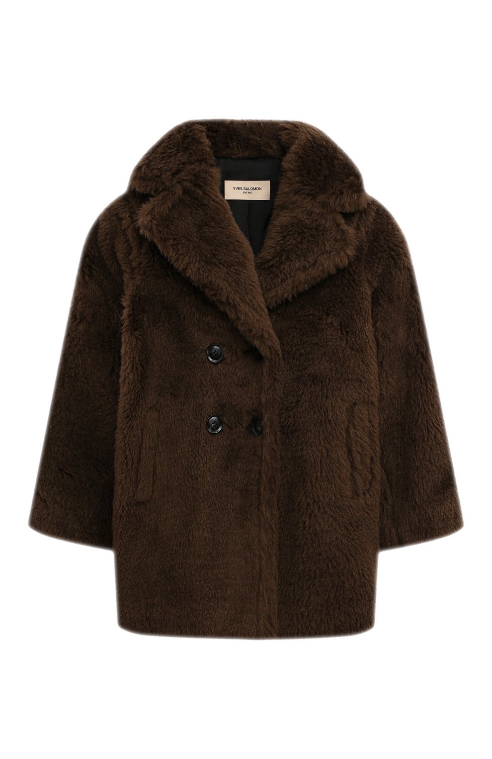 Шерстяное пальто YVES SALOMON ENFANT детское коричневого цвета — купить ...