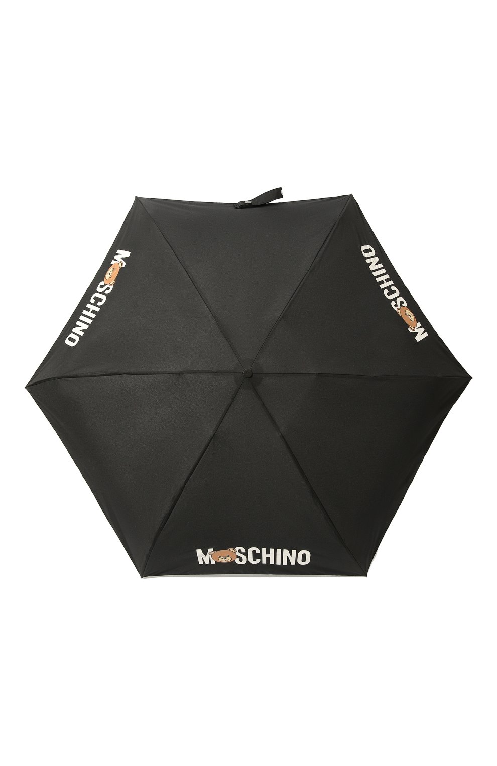 Женский складной зонт MOSCHINO черного цвета, арт. 8430-SUPERMINI | Фото 1 (�Материал: Текстиль, Синтетический материал, Металл)