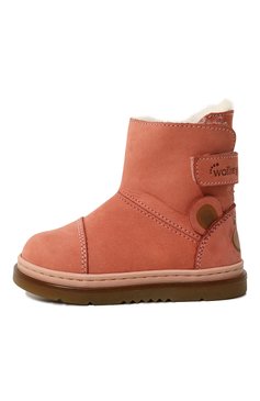 Детские кожаные ботинки WALKEY розового цвета, арт. Y1A5-42871-1141302/20-24 | Фото 2 (Материал утеплителя: Натуральный мех; Материал сплава: Проставлено; Нос: Не проставлено)