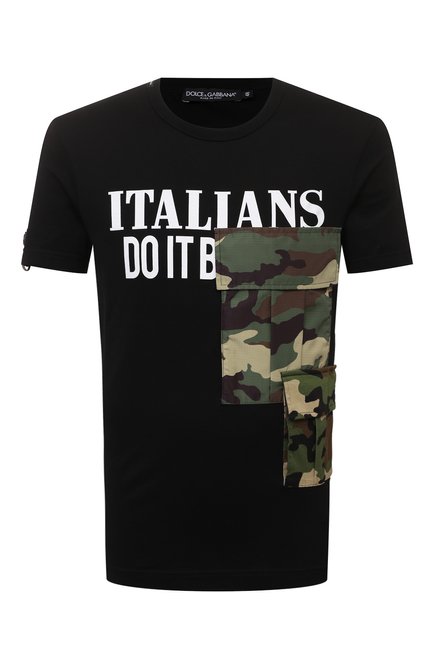 Мужская хлопковая футболка DOLCE & GABBANA черного цвета по цене 79850 руб., арт. G8NZ3T/G7BTA | Фото 1