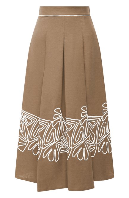 Женская льняная юбка LORO PIANA коричневого цвета по цене 291000 руб., арт. FAL5864 | Фото 1