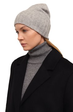 Женская кашемировая шапка NOT SHY серого цвета, арт. 4102030C | Фото 2 (Материал: Текстиль, Кашемир, Шерсть; Материал сплава: Проставлено; Нос: Не проставлено)