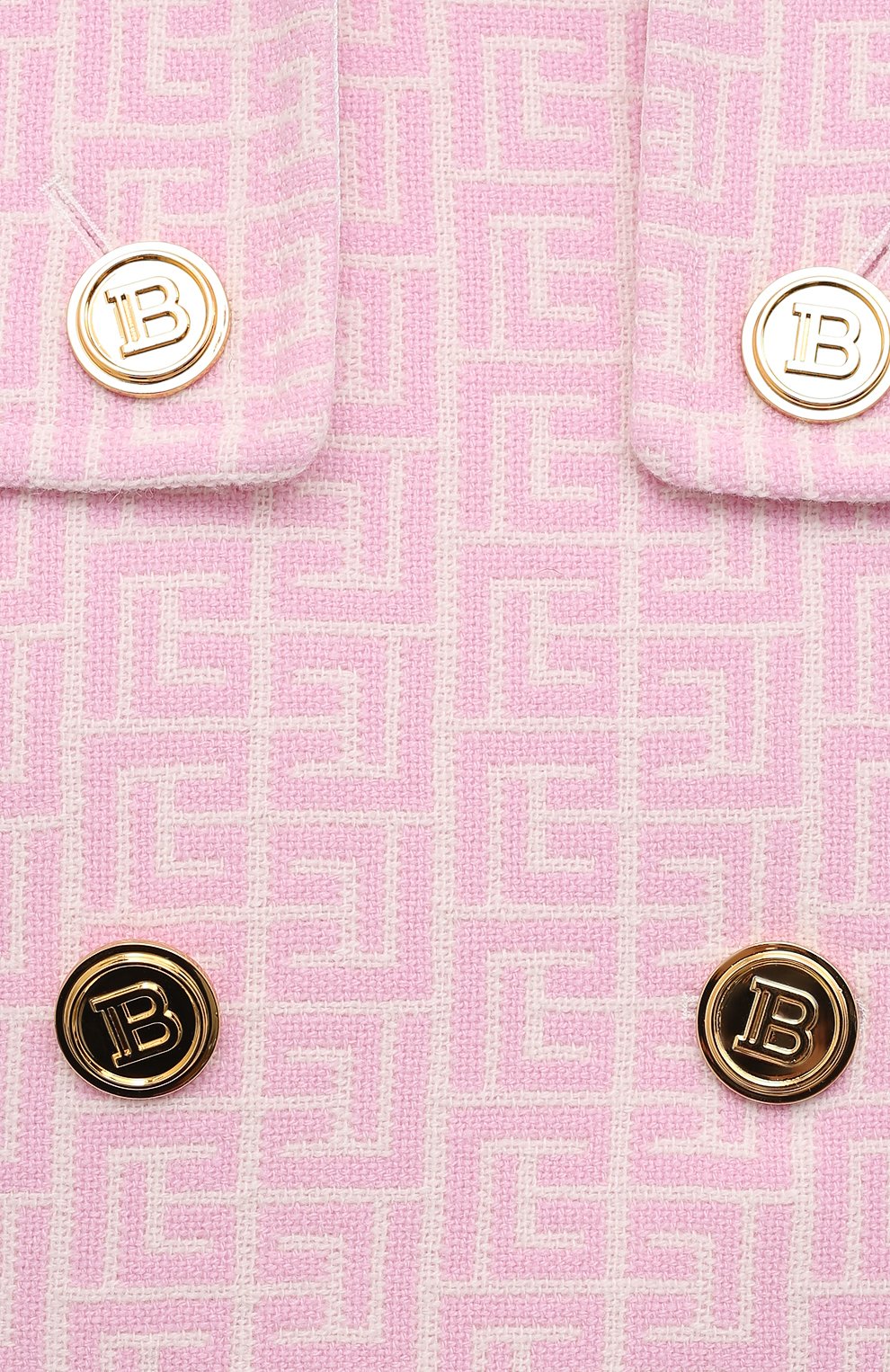 Женское шерстяное пальто BALMAIN светло-розового цвета, арт. WF1UC000/W134 | Фото 5 (Материал внешний: Шерсть; Рукава: Длинные; Длина (верхняя одежда): До колена; Материал подклада: Вискоза; Стили: Романтичный; 1-2-бортные: Двубортные)