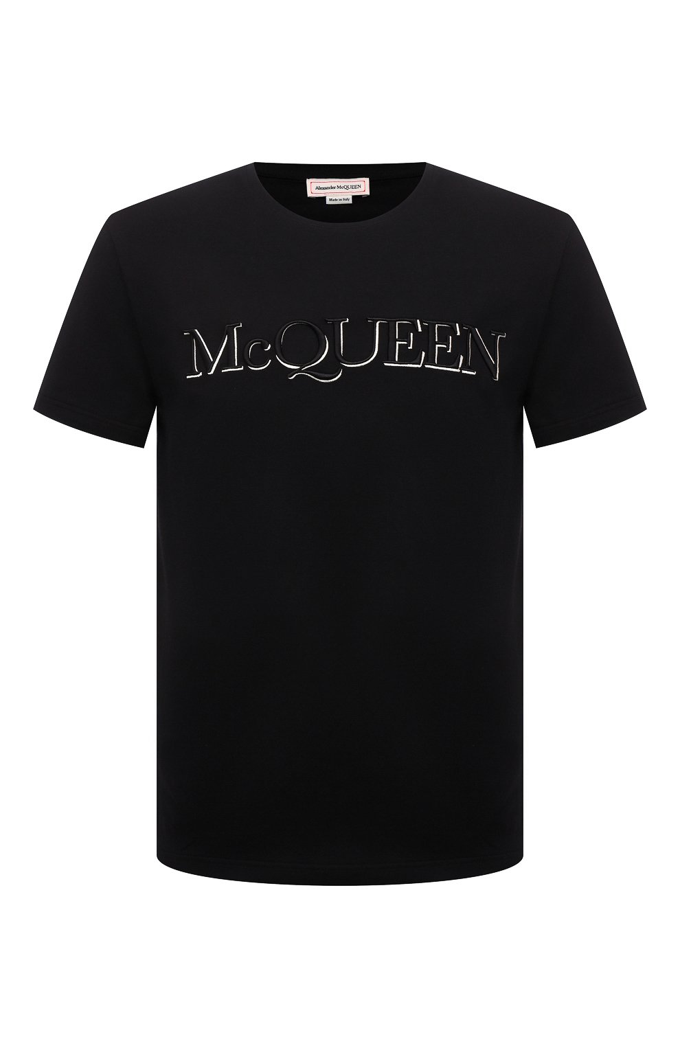 Хлопковая футболка Alexander McQueen Чёрный 649876/QRZ56 5570176
