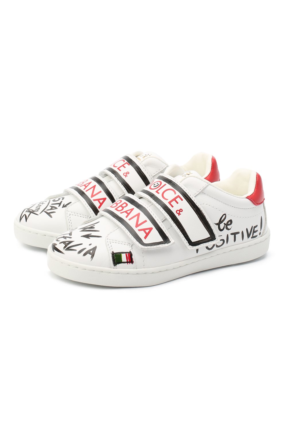 Мужского кожаные кеды DOLCE & GABBANA красного цвета, арт. E10902/B6302/24-28 | Фото 1 (Мальчики Кросс-КТ: Обувь-низкие; Региональные ограничения белый список (Axapta Mercury): RU; Кросс-КТ: велькро)