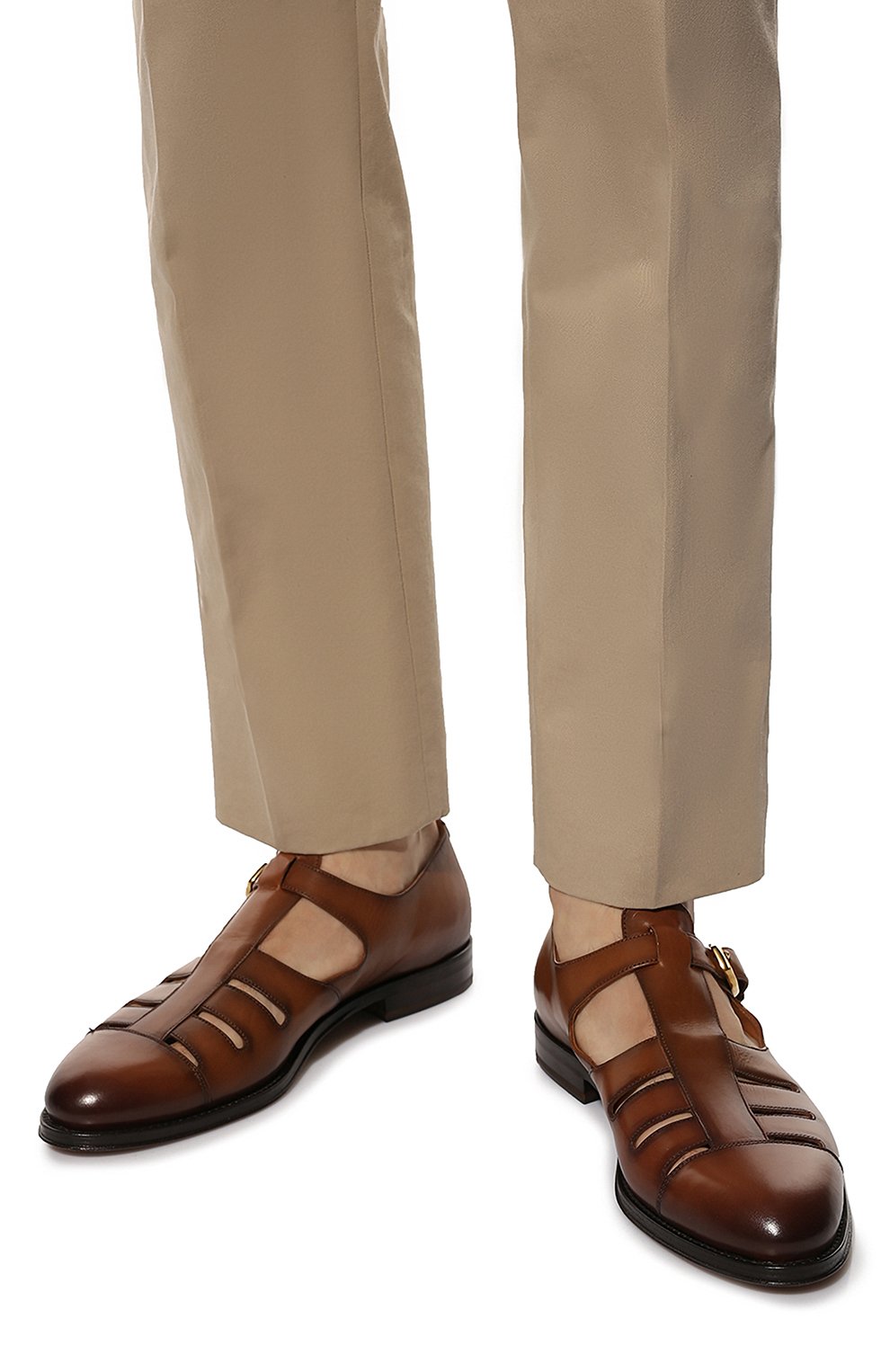 Мужские кожаные сандалии RALPH LAUREN коричневого цвета, арт. 801867558 | Фото 3 (Материал внутренний: Натуральная кожа; Ма териал сплава: Проставлено; Нос: Не проставлено)