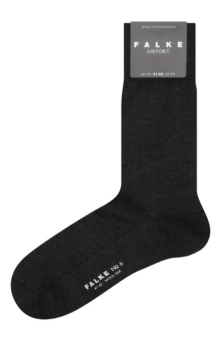 Мужские носки из шерсти и шелка FALKE темно-серого цвета, арт. 14451 | Фото 1 (Материал внешний: Шерсть; Статус проверки: Проверено, Проверена категория; Кросс-КТ: бельё)
