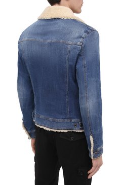 Мужская джинсовая куртка DOLCE & GABBANA темно-синего цвета, арт. G9JB5Z/G8CR9 | Фото 4 (Кросс-КТ: Куртка, Деним; Рукава: Длинные; Стили: Гранж; Материал внешний: Хлопок; Мужское Кросс-КТ: Верхняя одежда; Длина (верхняя одежда): Короткие)