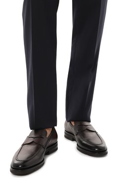 Мужские кожаные пенни-лоферы SANTONI бордового цвета, арт. MCNG15609PI2BLYFN01 | Фото 3 (Материал внутренний: Натуральная кожа; Материал сплава: Проставлено; Нос: Не проставлено; Стили: Классический)