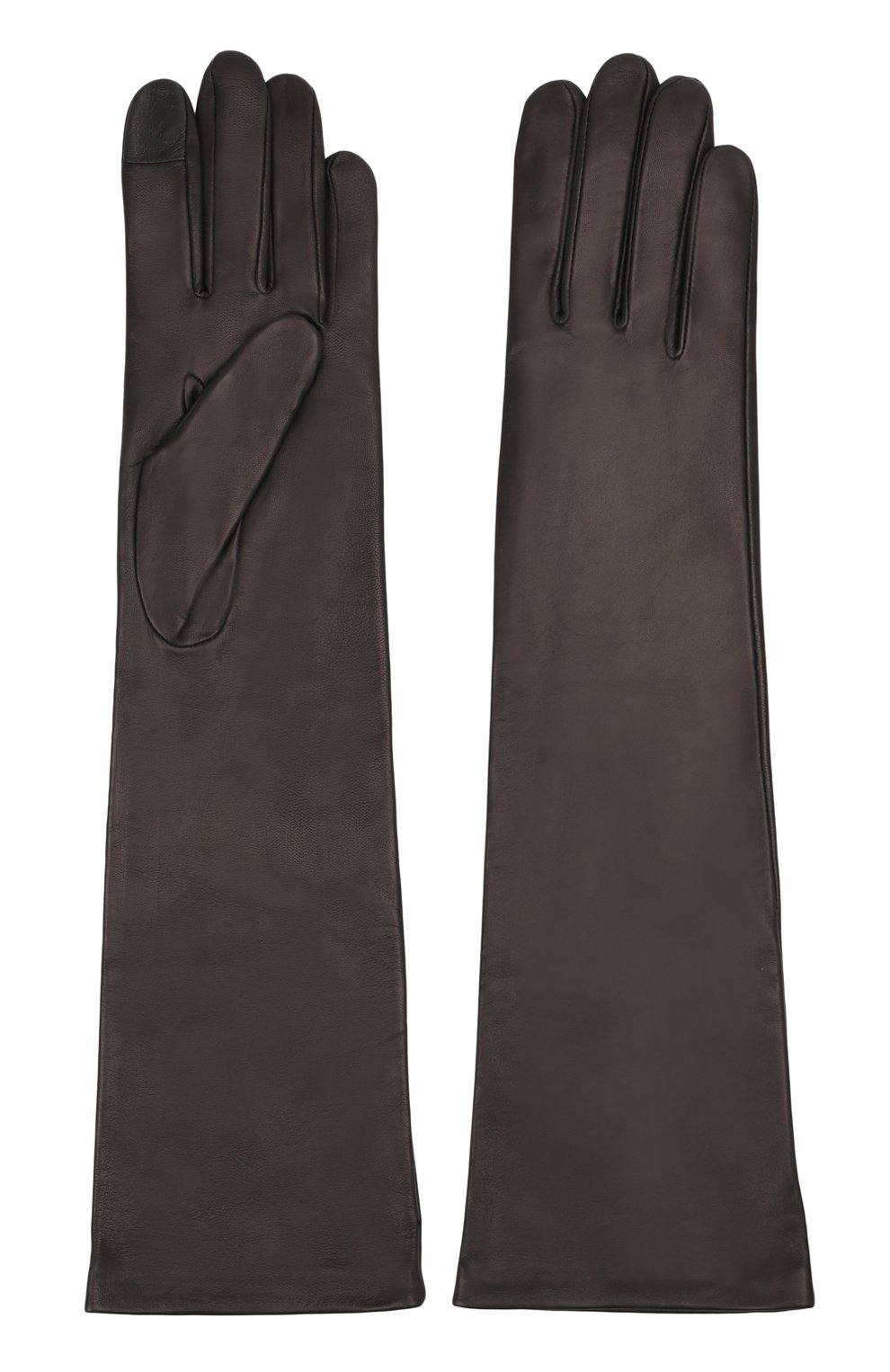 Женские удлиненные кожаные перчатки AGNELLE черного цвета, арт. 0PERA/S | Фото 2 (Материал: Натуральная кожа)