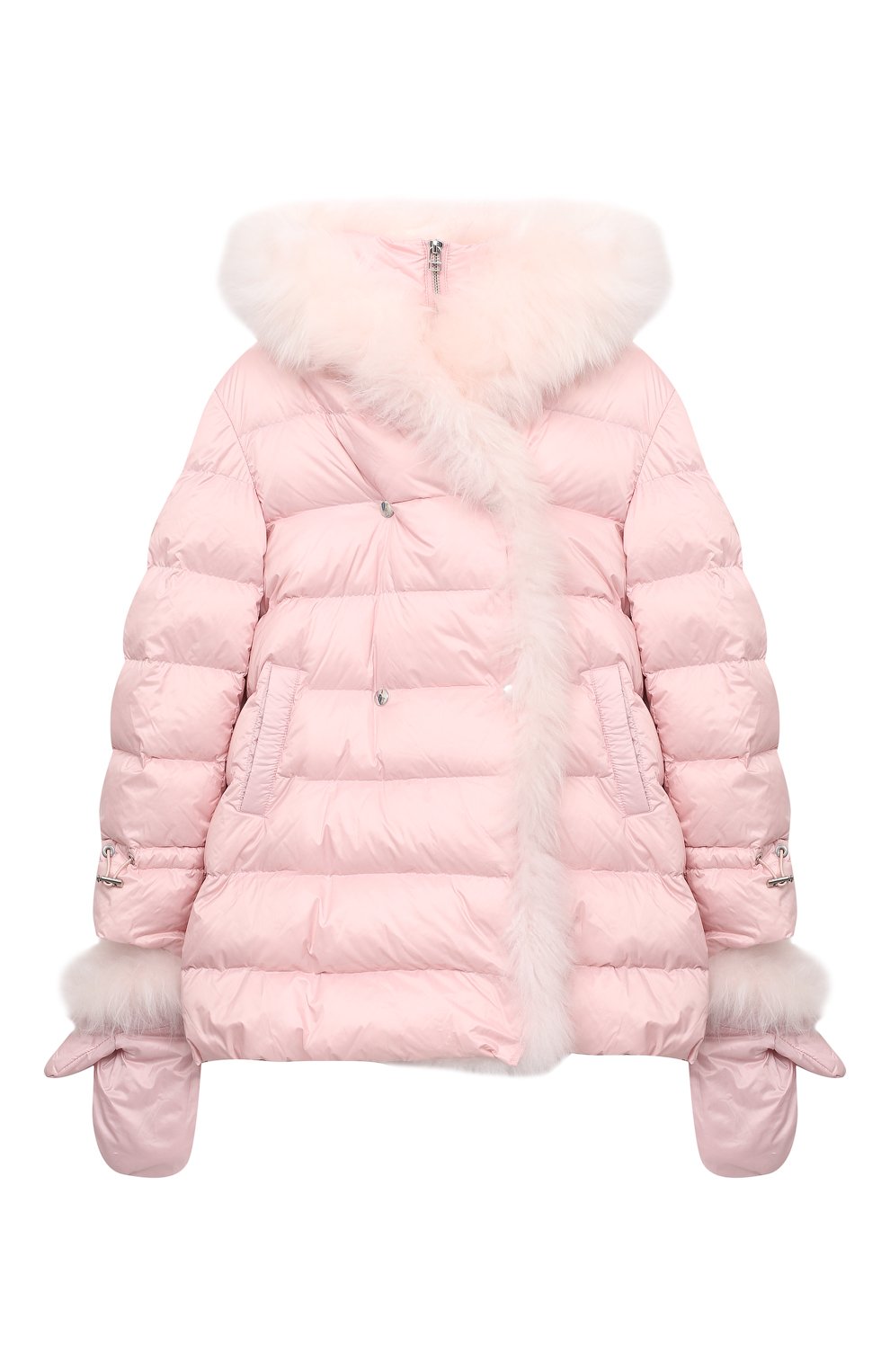 Детская комплект из куртки и варежек YVES SALOMON ENFANT розового цвета, арт. 21WEM012XXD0SW/4-6 | Фото 1 (Кросс-КТ: Зима; Девочки Кросс-КТ: Пуховик-верхняя одежда; Рукава: Длинные; Материал внешний: Синтетический материал; Региональные ограничения белый список (Axapta Mercury): RU; Материал сплава: Проставлено; Материал подклада: Синтетический материал; Драгоценные камни: Проставлено; Материал утеплителя: Пух и перо; Ростовка одежда: 4 года | 104 см, 6 лет | 116 см)