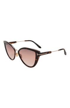 Женские солнцезащитные очки TOM FORD темно-коричневого цвета, арт. TF868 52F | Фото 1 (Тип очков: С/з; Оптика Гендер: оптика-женское; Очки форма: Cat-eye)