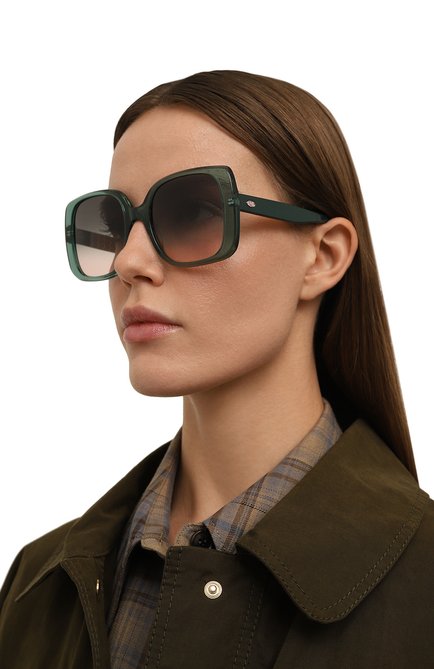 Женские солнцезащитные очки M MISSONI зеленого цвета, арт. MMI0113 1ED | Фото 2 (Тип очков: С/з; Нос: Не проставлено; Региональные ограничения белый список (Axapta Mercury): Не проставлено)