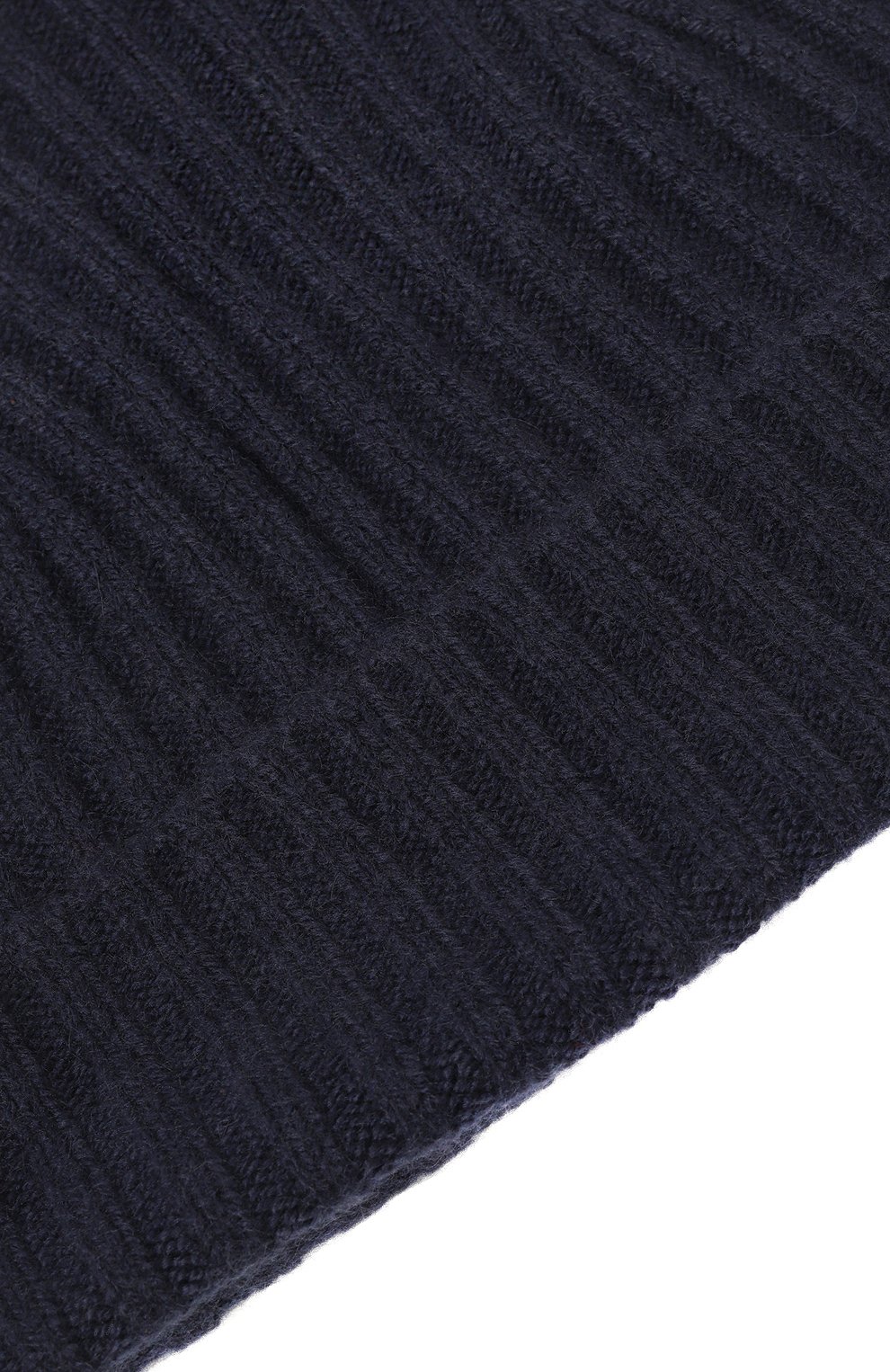 Женская кашемировая шапка ALLUDE темно-синего цвета, арт. 235/11430 | Фото 4 (Материал: Текстиль, Кашемир, Шерсть; Материал сплава: Проставлено; Нос: Не проставлено)