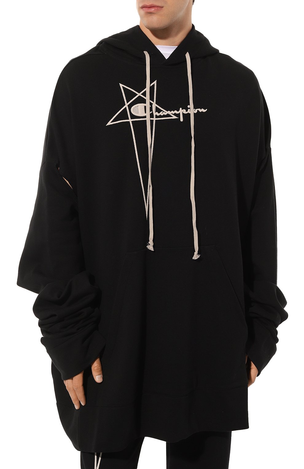Мужской черный хлопковое худи rick owens x champion RICK OWENS купить в ...
