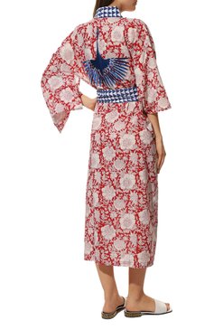 Женское хлопковое кимоно KLEED LOUNGEWEAR красного цвета, арт. RED ZAMBAR KIM0N0 | Фото 4 (Случай: Повседневный; Женское Кросс-КТ: Платье-пляжная одежда, Платье-одежда; Региональные ограничения белый список (Axapta Mercury): Не проставлено; Материал сплава: Проставлено; Нос: Не проставлено; Материал внешний: Хлопок; Длина Ж (юбки, платья, шорты): Миди; Драгоценные камни: Проставлено; Рукава: 3/4; Стили: Бохо)