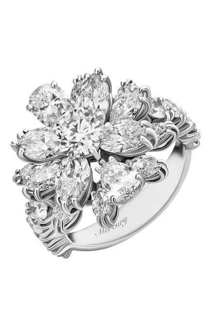 Женские кольцо MERCURY бесцветного цвета, арт. MR18496/WG/FL | Фото 1 (Материал сплава: Белое золото; Драгоценные камни: Бриллианты)