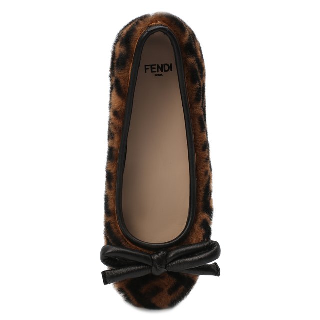 Кожаные балетки с меховой отделкой Fendi JFR314/AD7M/32-39 Фото 4