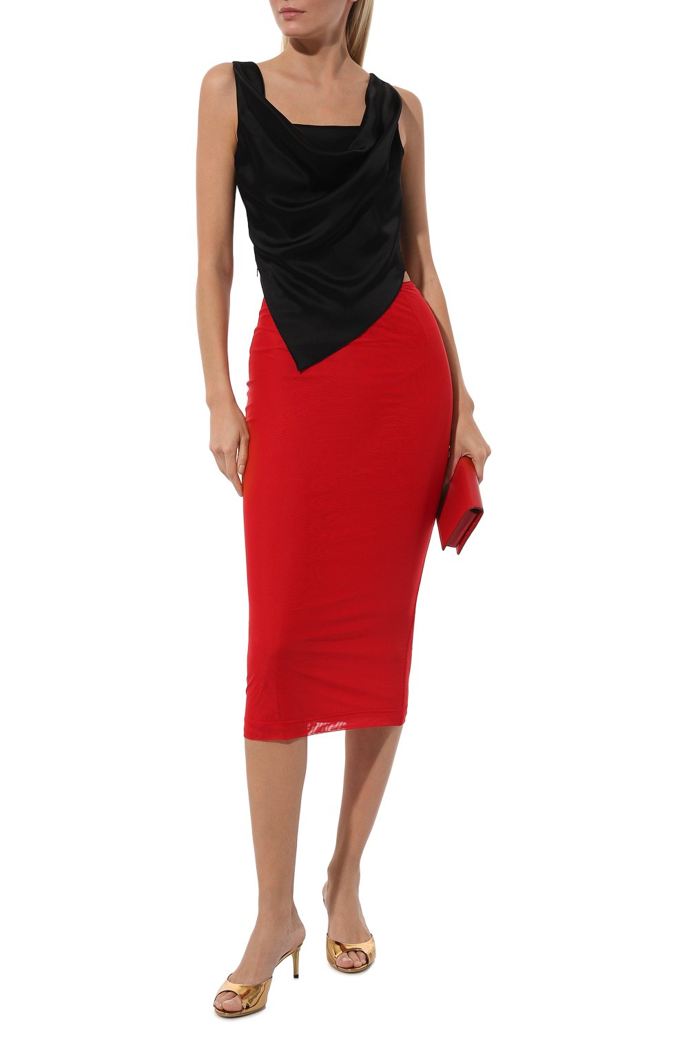 Женская юбка DOLCE & GABBANA красного цвета, арт. F4CRYT/FLRC2 | Фото 2 (Стили: Гламурный; Женское Кросс-КТ: Юбка-карандаш, Юбка-одежда; Материал внешний: Синтетический материал; Материал сплава: Проставлено; Длина Ж (юбки, платья, шорты): Миди; Драгоценные камни: Проставлено; Материал подклада: Шелк)