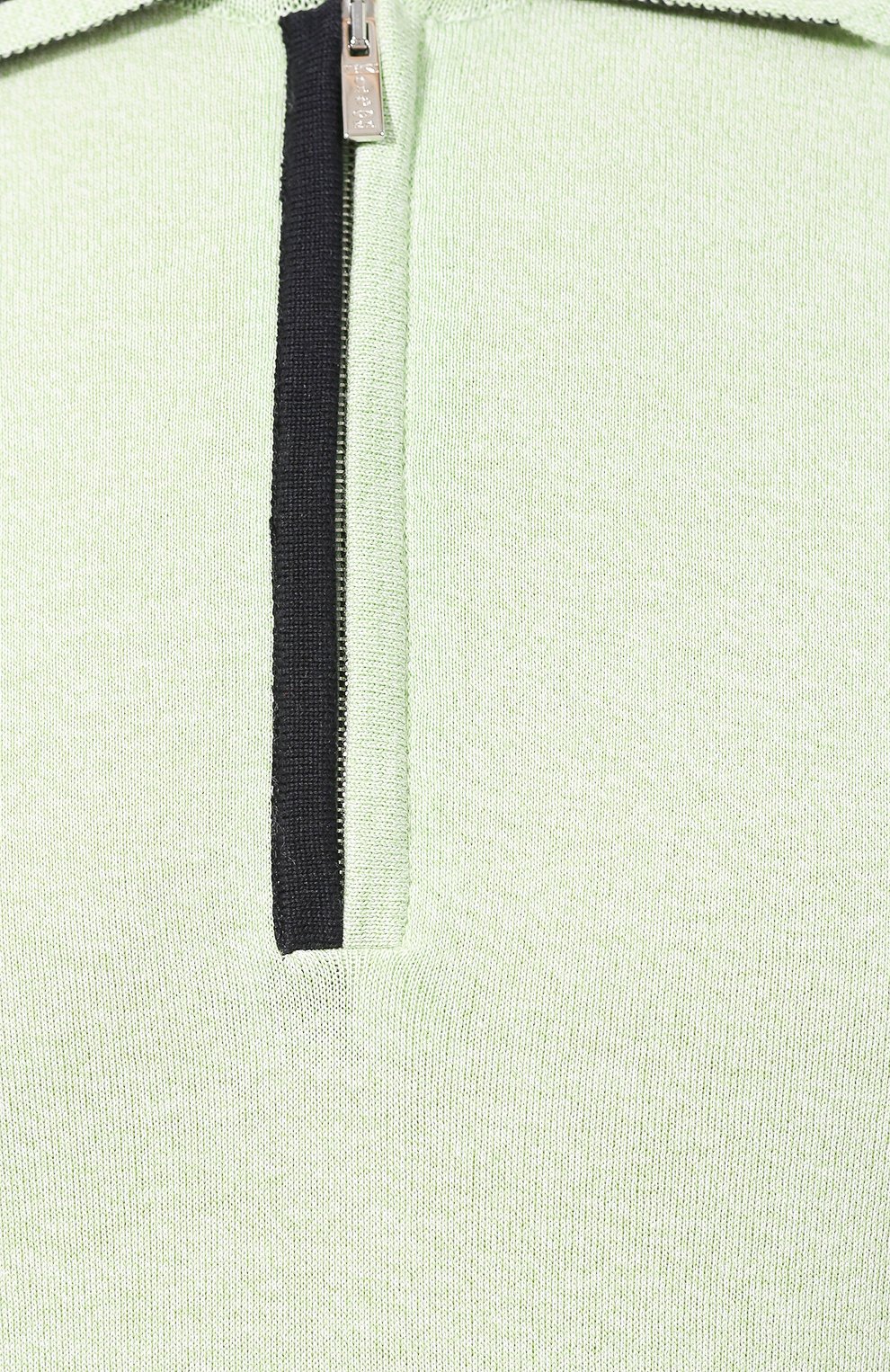 Мужское хлопковое поло KITON салатового цвета, арт. UK571 | Фото 5 (Застежка: Молния; Материал внешний: Хлопок; Статус проверки: Проверена категория)