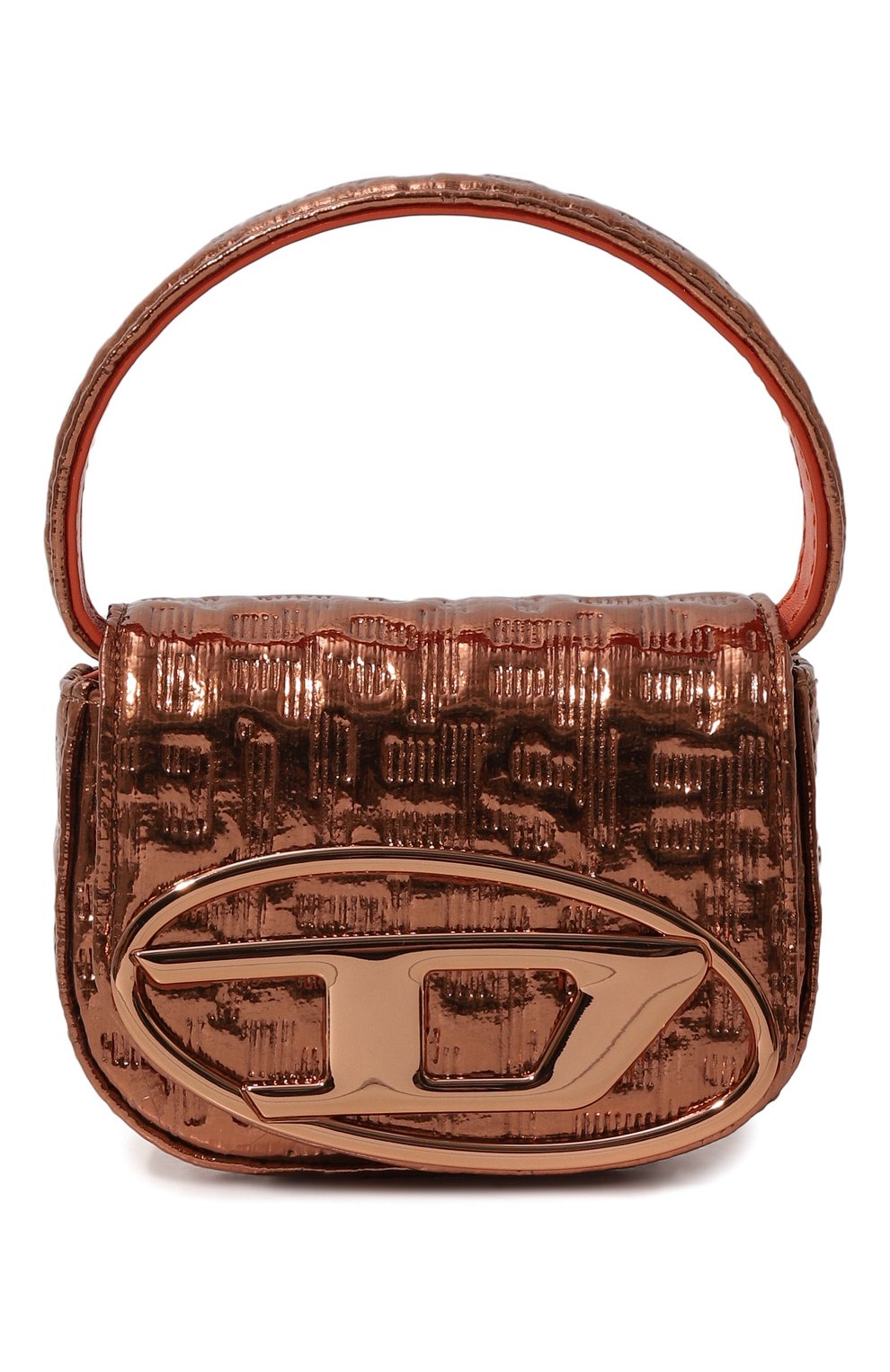 Женская сумка 1dr xs DIESEL оранжевого цвета, арт. X08709/P5575 | Фото 1 (Сумки-технические: Сумки top-handle; Материал сплава: Проставлено; Размер: mini; Ремень/цепочка: На ремешке; Драгоценные камни: Проставлено; Материал: Экокожа)