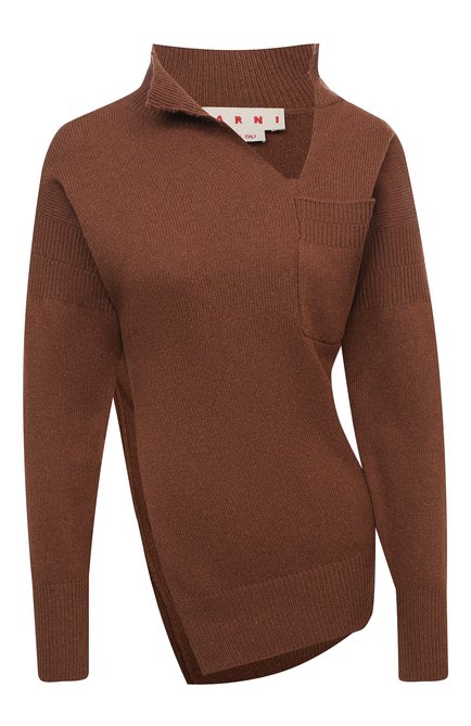 Женский кашемировый пуловер MARNI коричневого цвета, арт. CVMD0044A1/FZ406 | Фото 1 (Рукава: Длинные; Материал внешний: Шерсть, Кашемир; Длина (для топов): Стандартные; Женское Кросс-КТ: Пуловер-одежда)