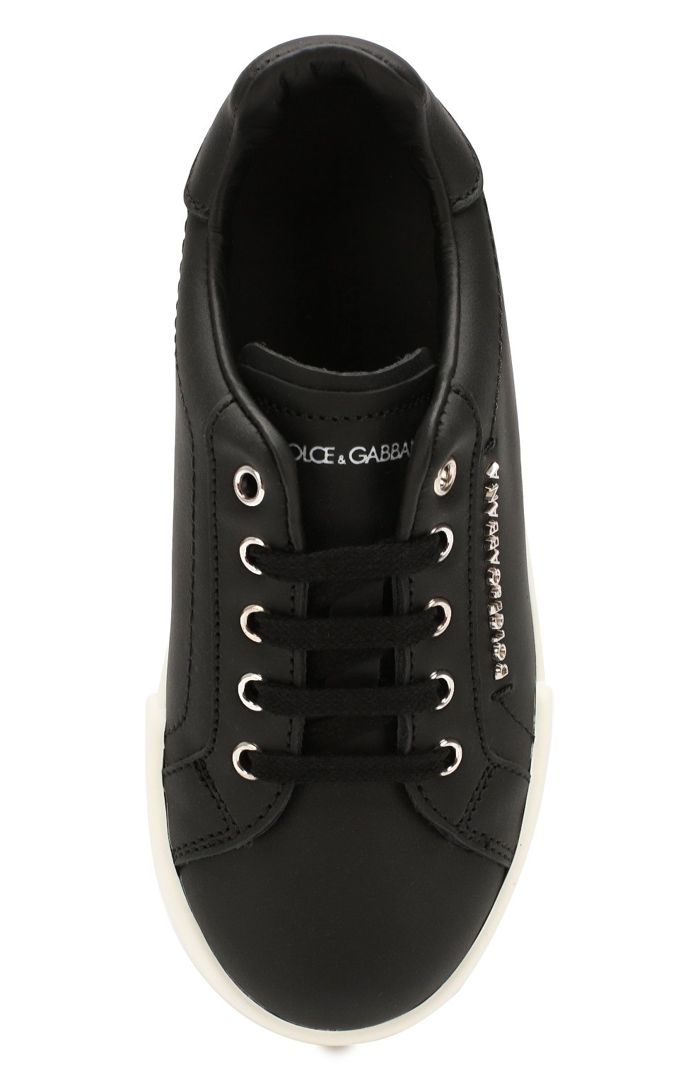 Мужского кожаные кеды DOLCE & GABBANA черного цвета, арт. DA0724/A3444/24-28 | Фото 4 (Мальчики Кросс-КТ: Обувь-низкие; Региональные ограничения белый список (Axapta Mercury): RU; Мальчики-школьная форма: Спортивная обувь)