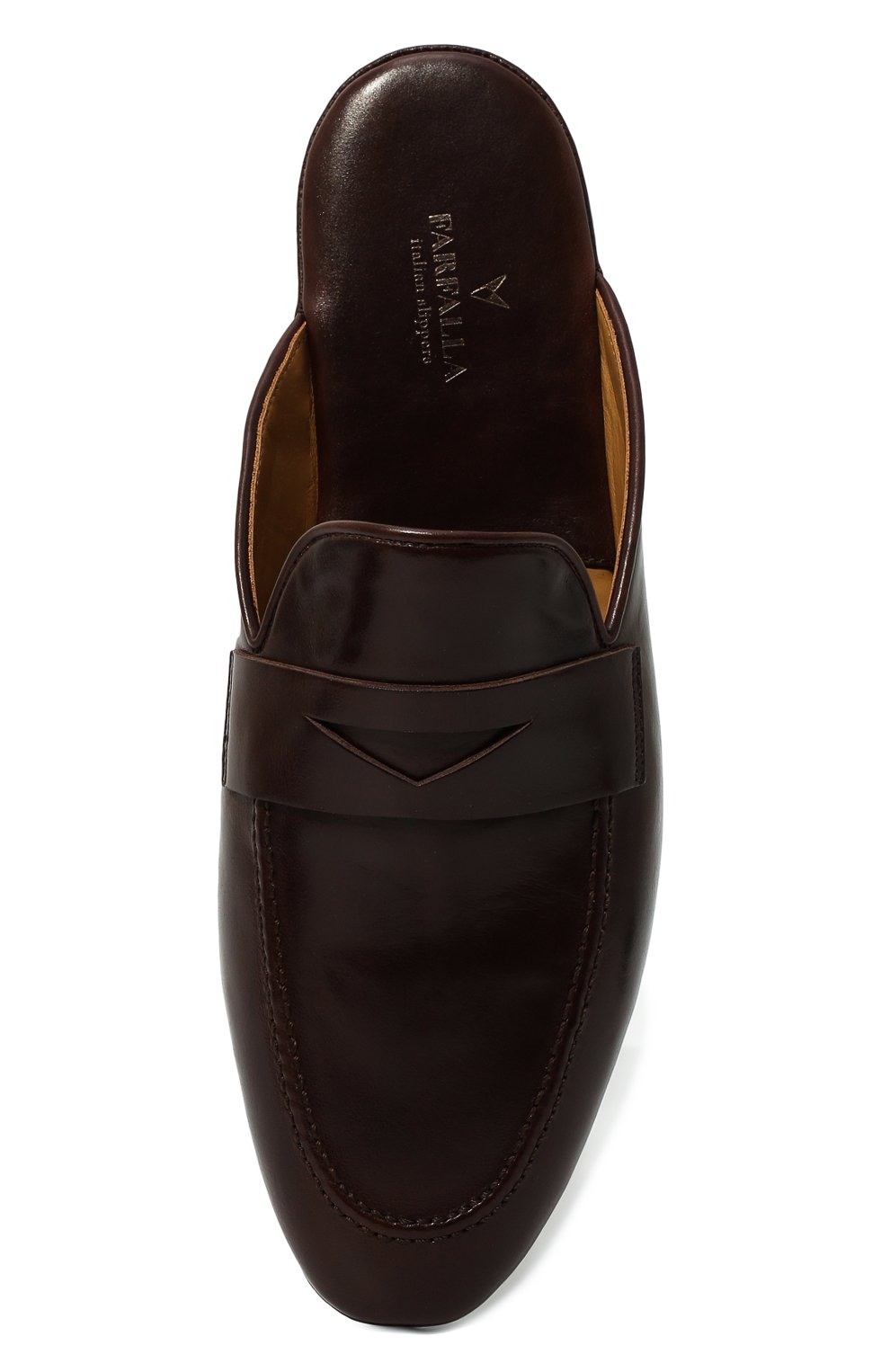 Мужского кожаные домашние туфли FARFALLA темно-коричневого цвета, арт. G13 | Фото 6 (Материал внутренний: Натуральная кожа; Мужское Кросс-КТ: тапочки-обувь)