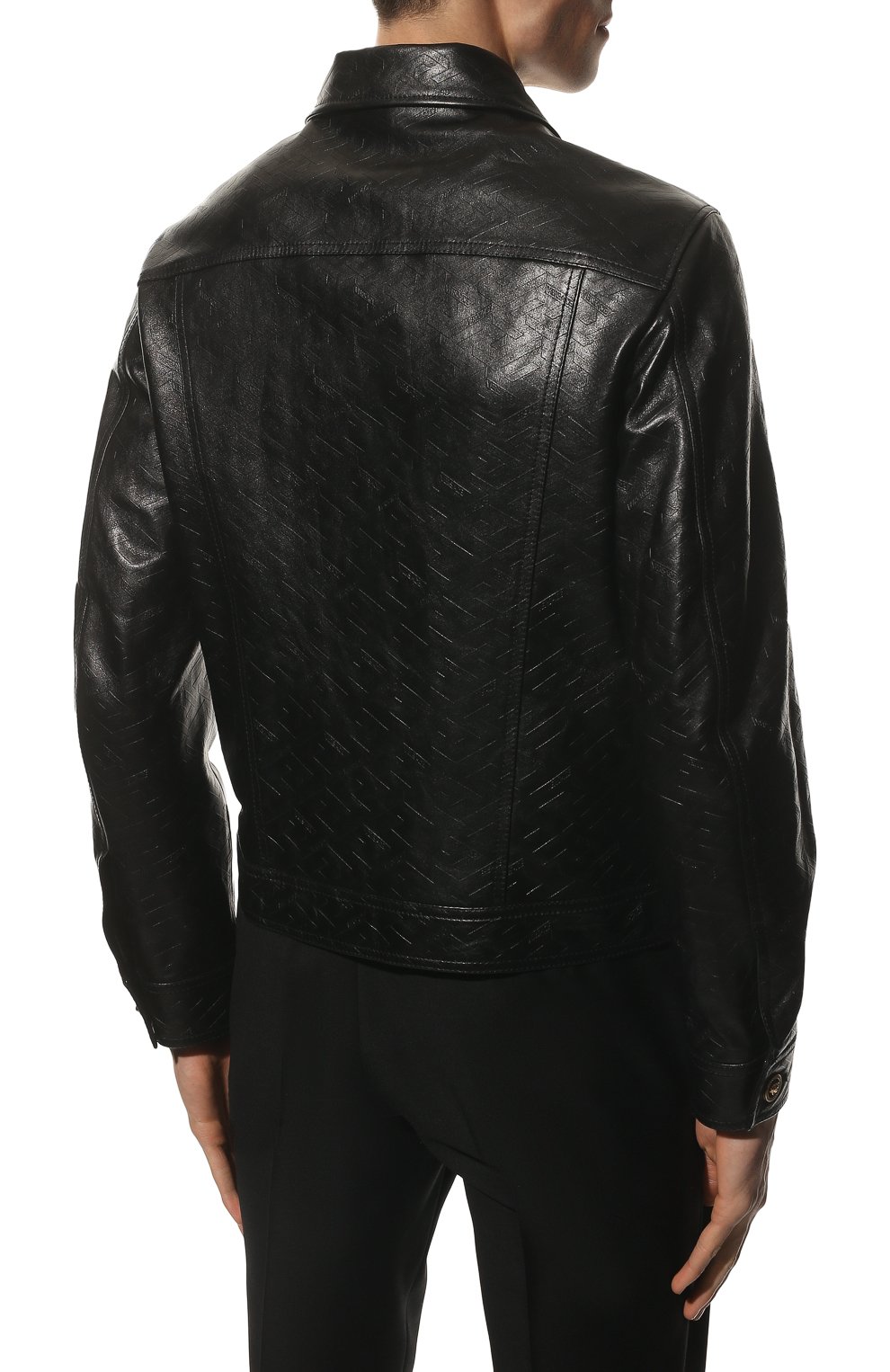 Мужская черная кожаная куртка VERSACE купить в интернет-магазине ЦУМ ...