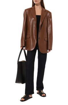 Женские кожаные шлепанцы anchor JW ANDERSON черного цвета, арт. ANW39026A 16140 | Фото 2 (Каблук высота: Низкий; Материал внутренний: Натуральная кожа; Материал сплава: Проставлено; Нос: Не проставлено; Подошва: Плоская; Драгоценные камни: Проставлено)