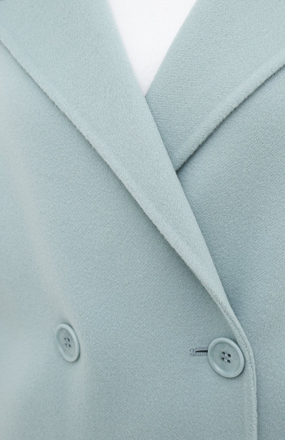Женское кашемировое пальто LORO PIANA голубого цвета, арт. FAL2224 | Фото 5 (Материал внешний: Шерсть, Кашемир; Рукава: Длинные; Длина (верхняя одежда): До середины бедра; Региональные ограничения белый список (Axapta Mercury): RU; Материал подклада: Синтетический материал; 1-2-бортные: Двубортные; Стили: Кэжуэл)