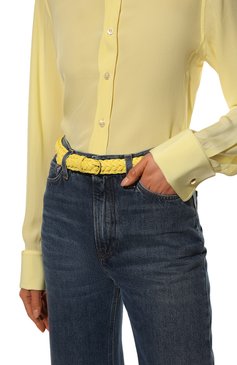 Женский кожаный ремень enamel LORO PIANA желтого цвета, арт. FAM1573 | Фото 2 (Материал: Натуральная кожа; Материал сплава: Проставлено; Нос: Не проставлено)