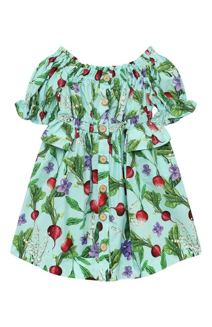 Детское хлопковое платье DOLCE & GABBANA разноцветного цвета, арт. L53DK7/HS5PP/2-6 | Фото 1 (Рукава: Короткие; Материал внешний: Хлопок)