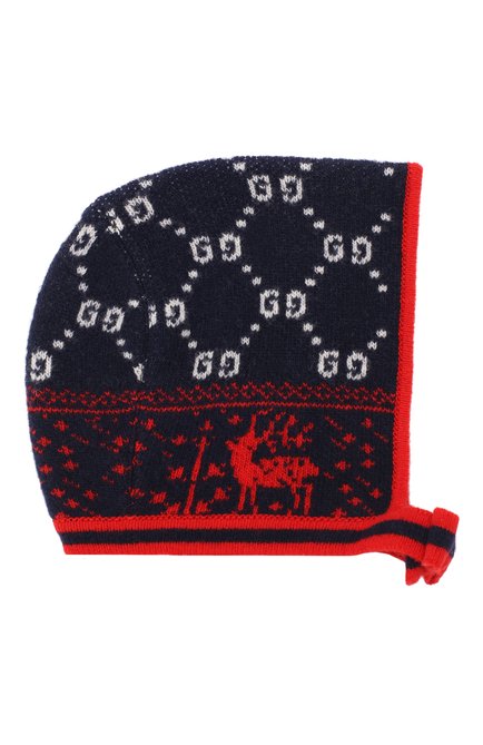 Детского шерстяная шапка GUCCI синего цвета, арт. 544536/3K206 | Фото 1 (Материал: Шерсть, Текстиль; Статус проверки: Проверена категория, Проверено)