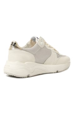 Женские комбинированные кроссовки running sole GOLDEN GOOSE DELUXE BRAND молочного цвета, арт. GWF00215.F002561 | Фото 5 (Материал внешний: Текстиль; Подошва: Платформа; Материал сплава: Проставлено; Материал утеплителя: Без утеплителя; Драгоценные камни: Проставлено; Стили: Кэжуэл)
