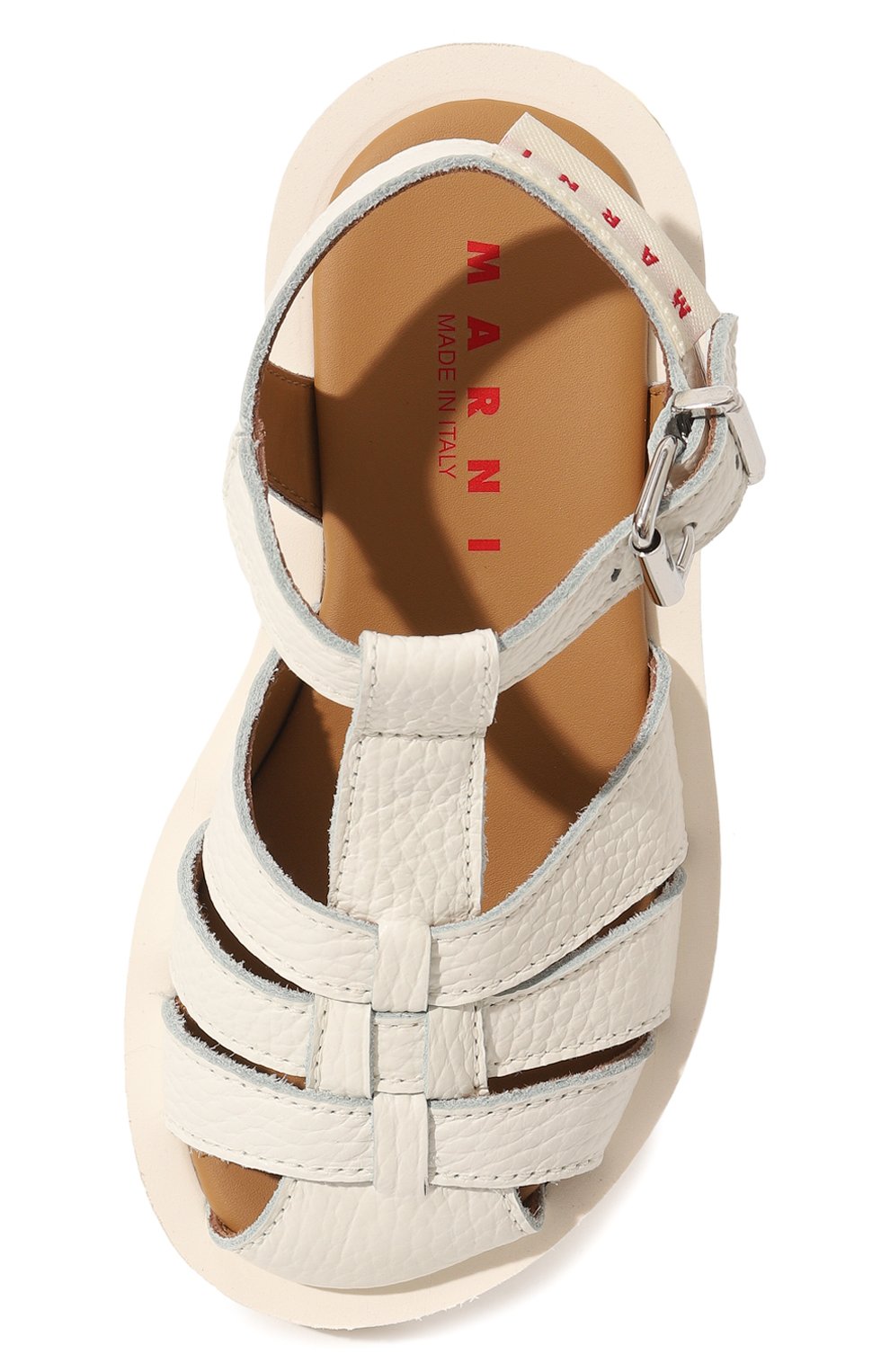 Детские кожаные сандалии MARNI белого цвета, арт. 73451/28-35 | Фото 4 (Материал внутренний: Натуральная кожа; Материал сплава: Проставлено; Нос: Не проставлено)