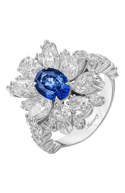 Женские кольцо MERCURY бесцветного цвета, арт. MR18626WS | Фото 1 (Материал сплава: Белое золото; Драгоцен ные камни: Бриллианты)