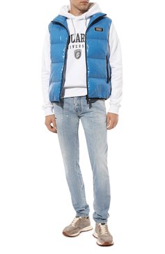 Мужской пуховый жилет DSQUARED2 голубого цвета, арт. S74FB0317/S54056 | Фото 2 (Материал внешний: Синтетический материал; Стили: Гранж; Кросс-КТ: Пуховик; Материал сплава: Проставлено; Материал подклада: Синтетический материал; Драгоценные камни: Проставлено; Длина (верхняя одежда): Короткие; Материал утеплителя: Пух и перо)