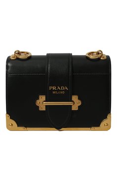 Женская сумка cahier PRADA черного цвета, арт. 1BD045-2AIX-F0002-XCH | Фото 1 (Сумки-технические: Сумки через плечо; Материал: Натуральная кожа; Размер: mini; Ремень/цепочка: На ремешке)