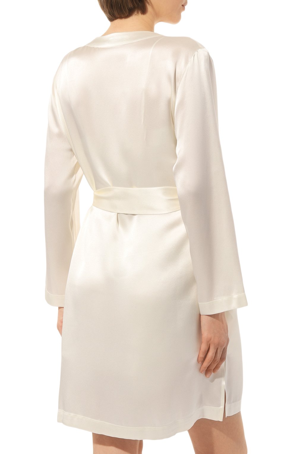 Женский шелковый халат LUNA DI SETA белого цвета, арт. VLST08009 | Фото 4 (Материал внешний: Шелк)