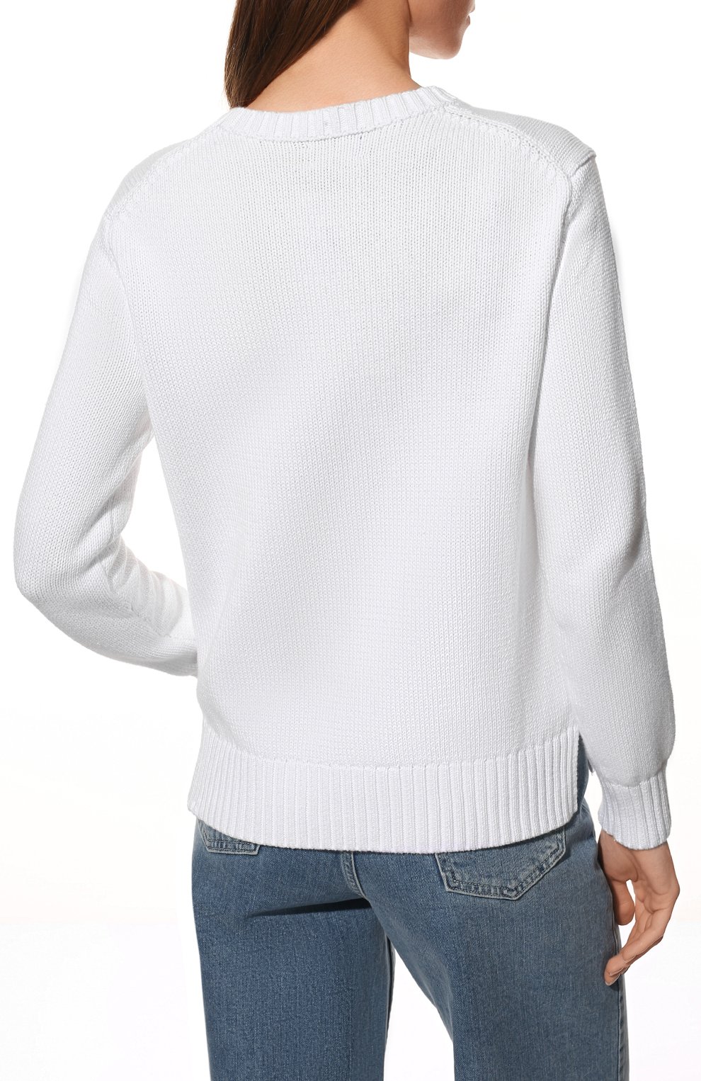 Хлопковый пуловер Polo Ralph Lauren 211856726, цвет белый, размер 40 - фото 4