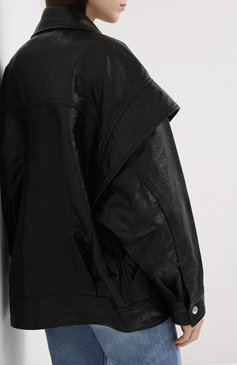 Женская кожаная куртка IRO черного цвета, арт. WP08MALASPY | Фото 4 (Кросс-КТ: Куртка; Рукава: Длинные; Материал внешний: Натуральная кожа; Женское Кросс-КТ: Замша и кожа; Длина (верхняя одежда): Короткие; Материал подклада: Вискоза)