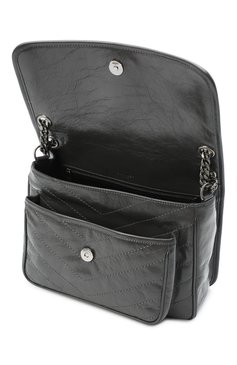 Женская сумка niki SAINT LAURENT темно-серого цвета, арт. 633158/0EN04 | Фото 4 (Сумки-технические: Сумки через плечо; Размер: medium; Материал: Натуральная кожа; Ремень/цепочка: На ремешке)