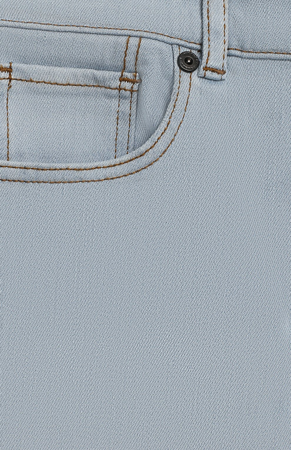 Детские джинсы прямого кроя BURBERRY голубого цвета, арт. 4063485 | Фото 3 (Детали: Однотонный; Материал внешний: Хлопок; Кросс-КТ: джинсы; Статус проверки: Проверено; Ростовка одежда: 16 лет | 164 см)