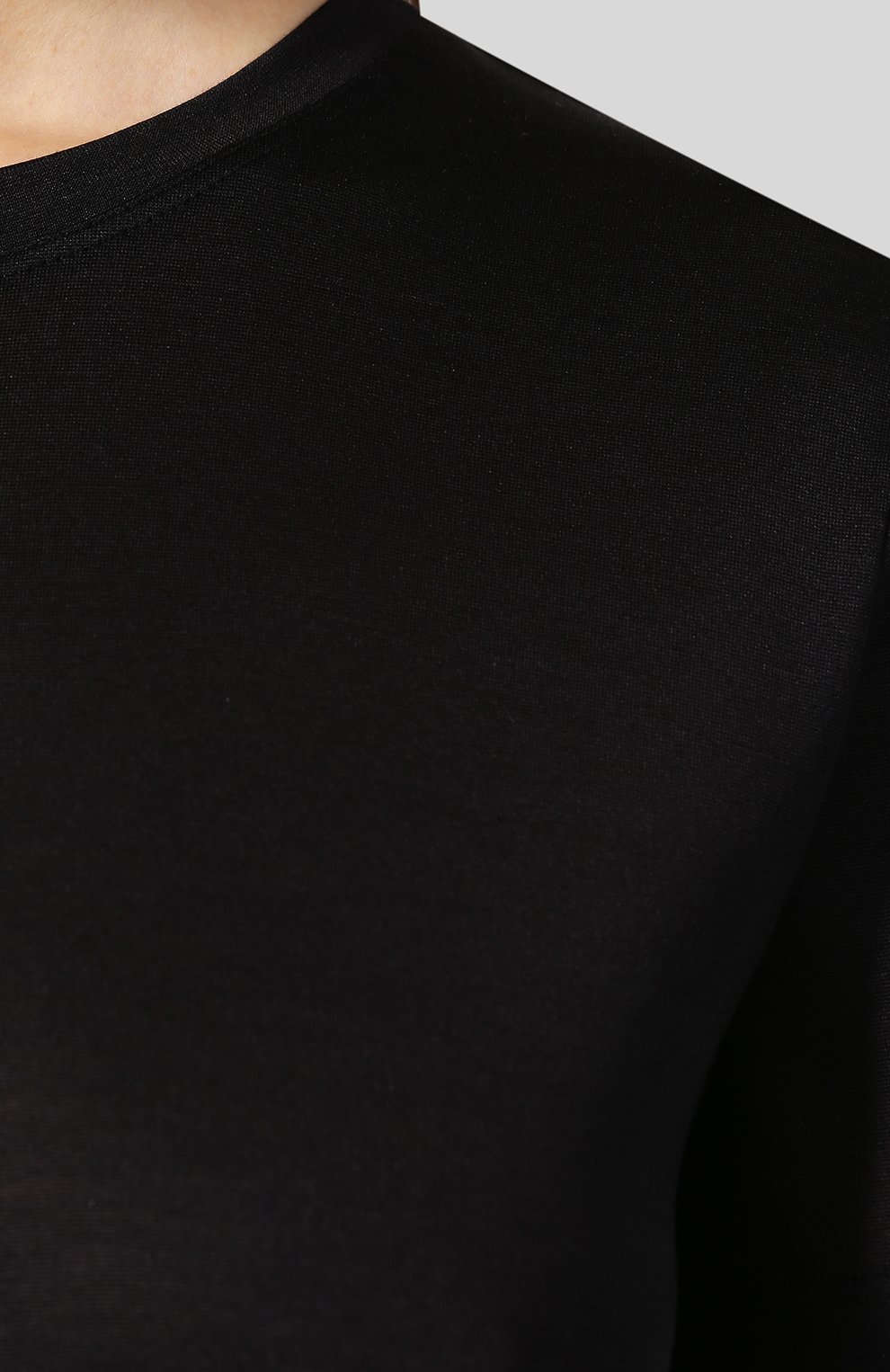 Женская футболка из смеси шелка и шерсти TOM FORD черного цвета, арт. TSJ259-FAX544 | Фото 5 (Материал внешний: Шерсть, Шелк; Принт: Без принта; Рукава: Короткие; Длина (для топов): Стандартные; Силуэт Ж (для верхов): Приталенный; Женское Кросс-КТ: Футболка-одежда)