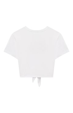 Детская хлопковая футболка DOLCE & GABBANA белого цвета, арт. L5JTLP/G7J9S/2-6 | Фото 2 (Девочки Кросс-КТ:  футболка-одежда; Рукава: Короткие; Материал сплава: Проставлено; Материал внешний: Хлопок; Драгоценные камни: Проставлено)