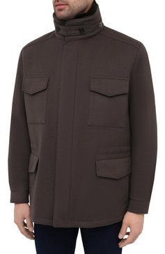 Мужская шерстяная куртка с меховой отделкой LORO PIANA коричневого цвета, арт. FAI3695/VVIC | Фото 3 (Кросс-КТ: Куртка; Мужское Кросс-КТ: шерсть и кашемир; Материал внешний: Шерсть; Рукава: Длинные; Длина (верхняя одежда): До середины бедра; Региональные ограничения белый список (Axapta Mercury): RU; Материал сплава: Проставлено; Материал подклада: Синтетический материал; Драгоценные камни: Проставлено; Стили: Кэжуэл)