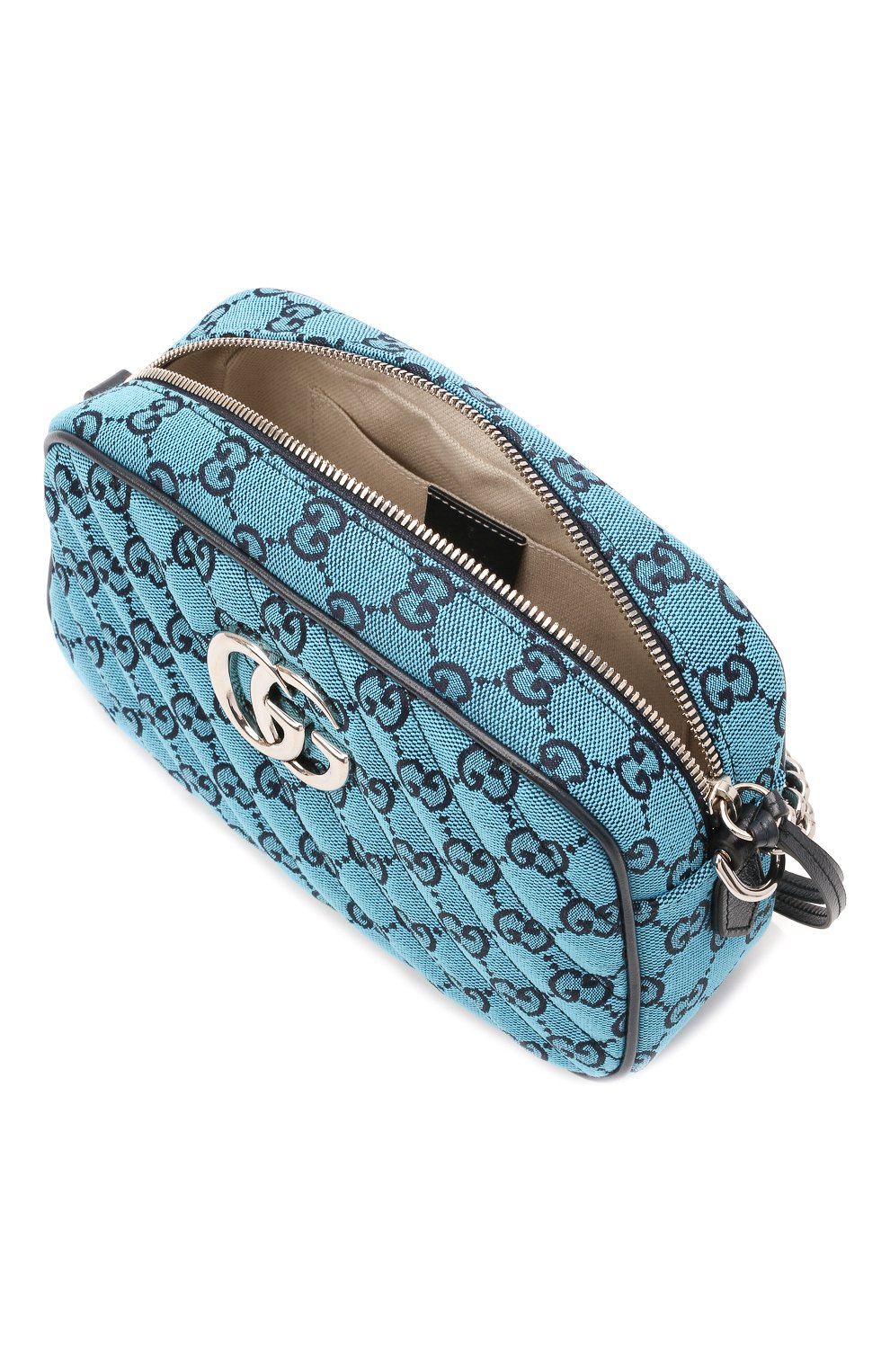 Женская сумка gg marmont 2.0 GUCCI синего цвета, арт. 447632/2UZCN | Фото 4 (Сумки-технические: Сумки через плечо; Ремень/цепочка: На ремешке; Материал: Текстиль; Размер: small)